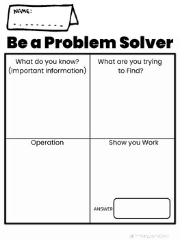 Preview of Math Word Problem Map - Be a Problem Solver