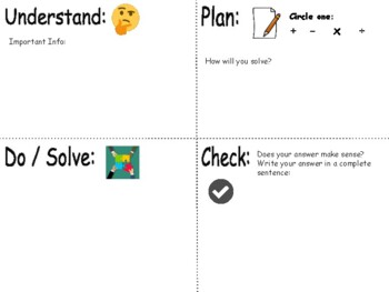 Preview of Math Word Problem Organizer (Steps to Problem Solving)