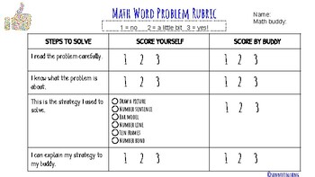 Preview of Math Word Problem Rubric