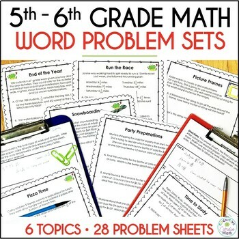 Preview of Math Word Problem Sets, Problem Solving Activities 5th, 6th Grade Math