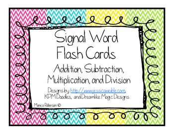 Preview of Math Word Problem Signal Word Flash Cards