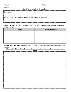 Preview of Math Word Problem Solving Organizer