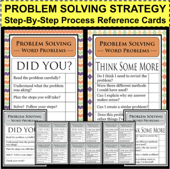 Preview of Math Word Problem Solving Strategy Plans Checklist Charts for Quick Reference
