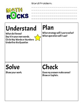 Preview of Math Word Problem Solving: Understand, Plan, Solve, Check