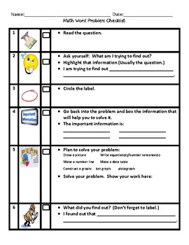 Preview of Math Word Problem Steps Checklist
