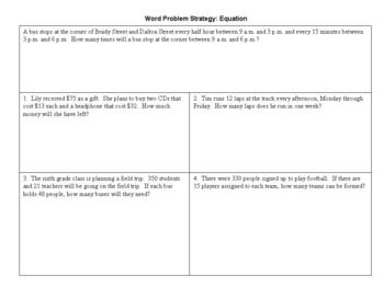 Preview of Math Word Problem Strategy Packet