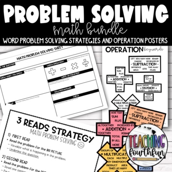 Preview of Math Word Problem Strategy, Template and Math Operation Posters