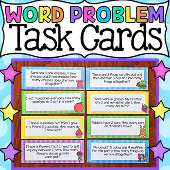 Preview of Math Word Problem Task Cards - Addition, Subtraction, Division, Multiplication