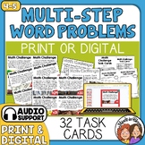 Multi-Step Math Word Problem Task Cards - Print and Digital - Story Problems