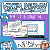 Math Word Problem Task Cards for Christmas, Hanukkah, and Kwanzaa! FREE