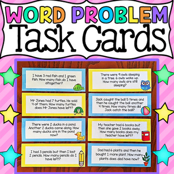 Preview of Math Word Problem Task Cards to 10