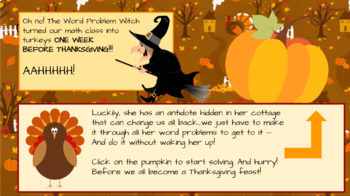 Preview of Math Word Problem Thanksgiving Themed Escape Room (Eureka Math, Conversions)