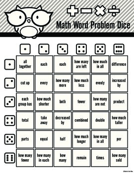 math word problem vocabulary dice game by word to the wise tpt