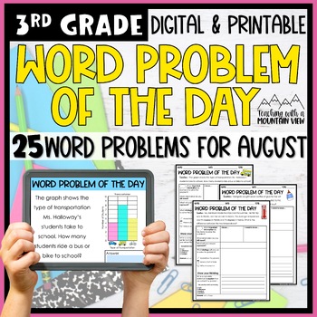Preview of Math Word Problem of the Day | 3rd Grade August