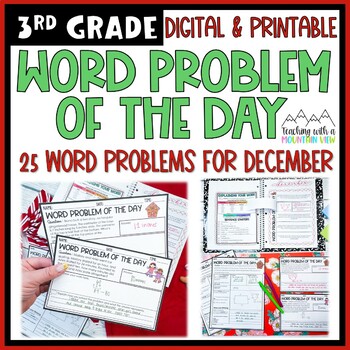 Preview of Math Word Problem of the Day | 3rd Grade DECEMBER | Holidays