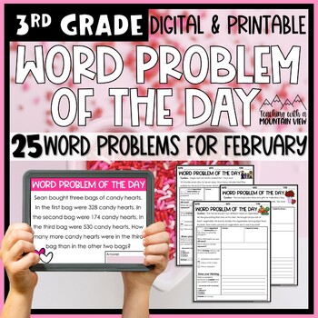 Preview of Math Word Problem of the Day | 3rd Grade February