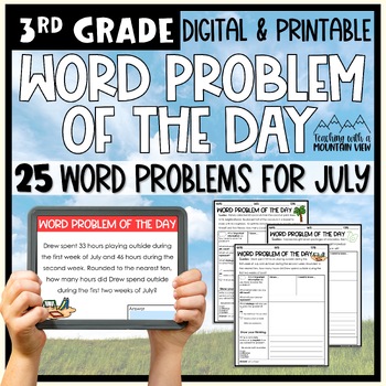 Preview of Math Word Problem of the Day | 3rd Grade July