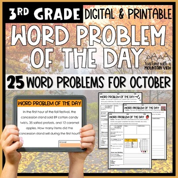 Preview of Math Word Problem of the Day | 3rd Grade October
