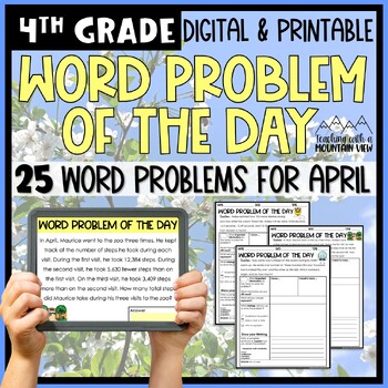 Preview of Math Word Problem of the Day | 4th Grade April