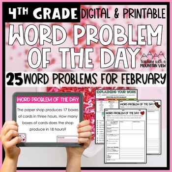 Preview of Math Word Problem of the Day | 4th Grade February