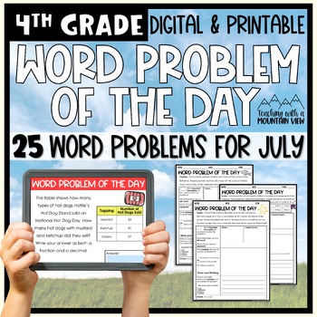 Preview of Math Word Problem of the Day | 4th Grade July
