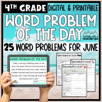 Preview of Math Word Problem of the Day | 4th Grade June