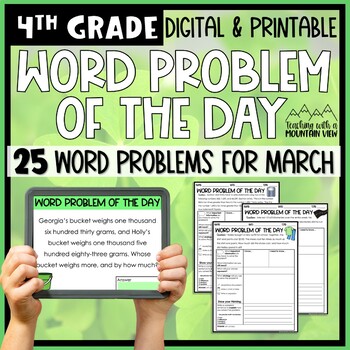 Preview of Math Word Problem of the Day | 4th Grade March