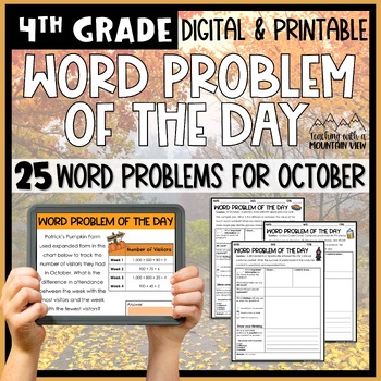Preview of Math Word Problem of the Day | 4th Grade October