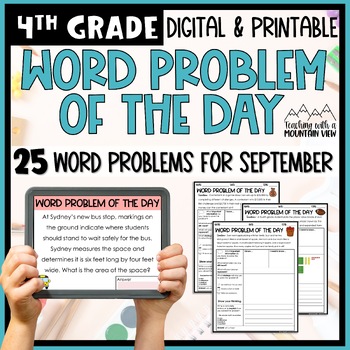 Preview of Math Word Problem of the Day | 4th Grade September