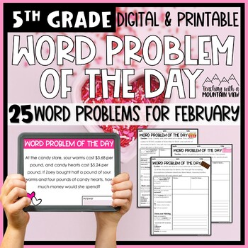 Preview of Math Word Problem of the Day | 5th Grade February