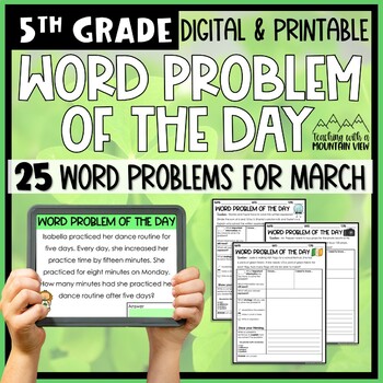 Preview of Math Word Problem of the Day | 5th Grade March