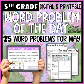 Preview of Math Word Problem of the Day | 5th Grade May