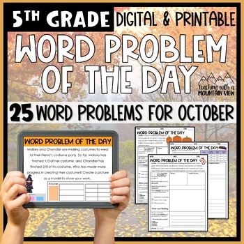 Preview of Math Word Problem of the Day | 5th Grade October