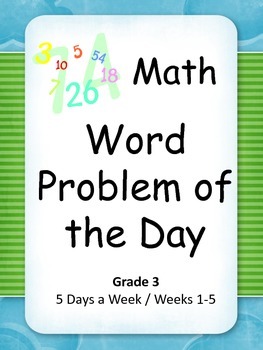 Preview of Math Word Problem of the Day Grade 3 (Weeks 1-5)
