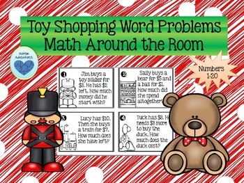 Preview of Math Word Problems 1-20 with Unknowns: Toy Task Cards