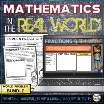 Preview of Fraction, Decimal, & Percent Word Problems Add, Subtract, Multiply, Divide