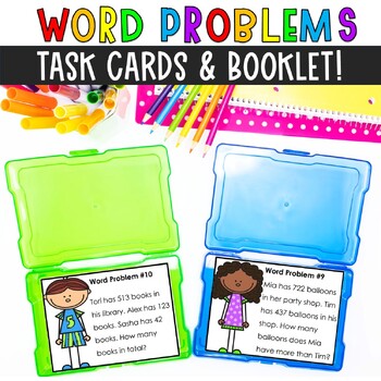 Preview of 3rd Grade Two Step Word Problems All Operations Math Task Cards CCSS