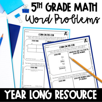 Preview of Math Word Problems | 5th Grade Math Centers