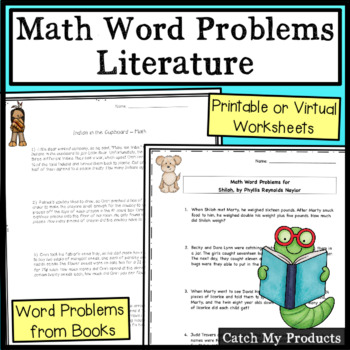 Preview of Digital Math Worksheets Google Classroom Word Problems About Books