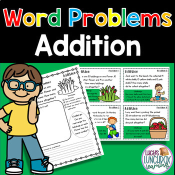 Preview of Addition Word Problems Task Cards and Power Point