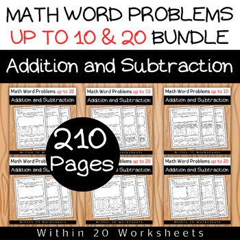 Preview of Math Addition and Subtraction Word Problems Within 10 And 20: worksheets Bundle