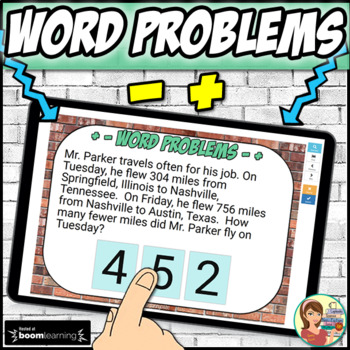 Preview of Math Word Problems Addition and Subtraction Digital Boom Cards