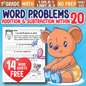 Math Word Problems Addition and Subtraction Within 20 1st Grade Math ...