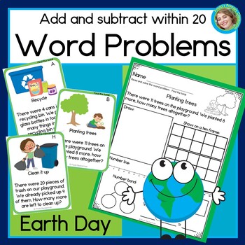 Preview of Math Word Problems Addition and Subtraction Within 20 Story Problems Earth Day