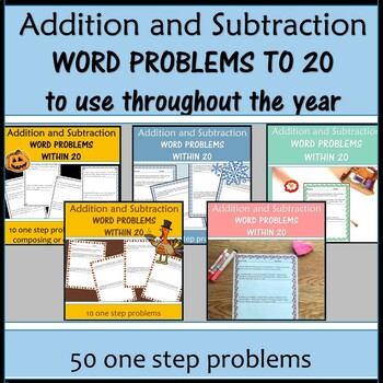 Preview of Math Word Problems Addition and Subtraction to 20 Thanksgiving and More Bundle