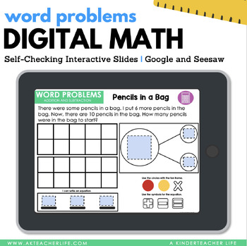 Preview of Math Word Problems Addition and Subtraction within 10 Google and Seesaw