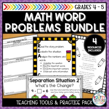 Preview of Math Word Problems Bundle | Math Strategy Posters and Math Practice