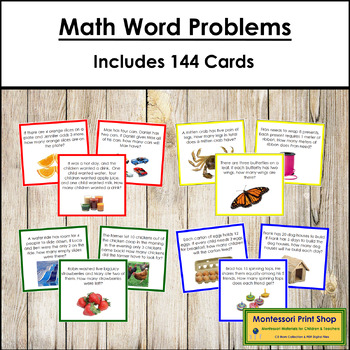 Preview of Math Word Problems Bundle (color-coded) - Montessori Math