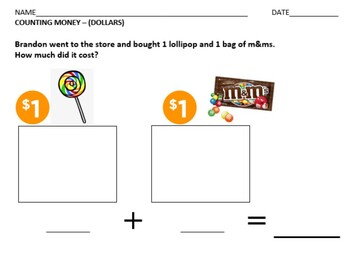 Preview of Math Word Problems - Counting Money to Make Purchases (2 levels) Visual Support