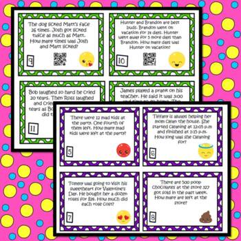 Math Word Problems - EMOJI THEMED - Grades 3 - 5 by Fun Finds for Teachers